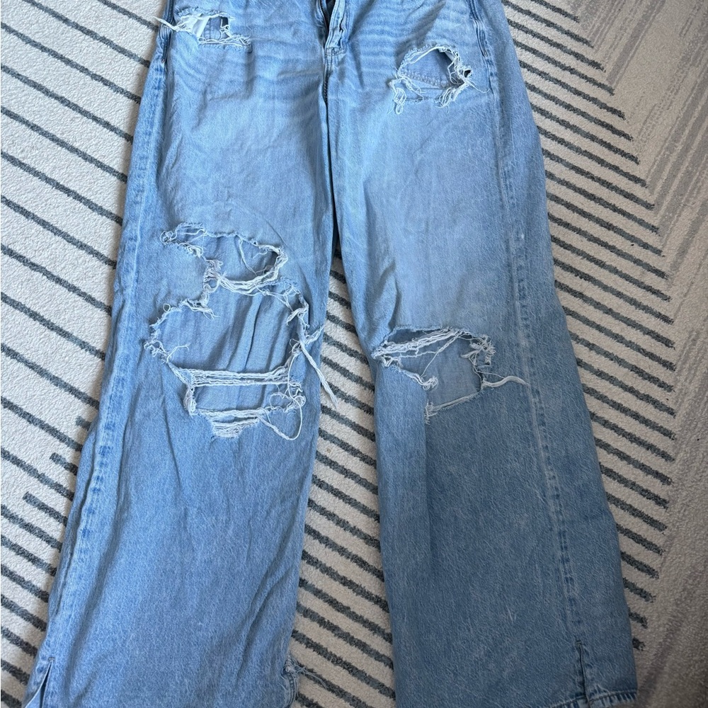 American Eagle Outfitters Light Blue Distressed Flare Jeans